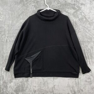 XD Xenia Design Women's Size M Fleece Sweater Black Mock Neck Boxy‎ Lagenlook